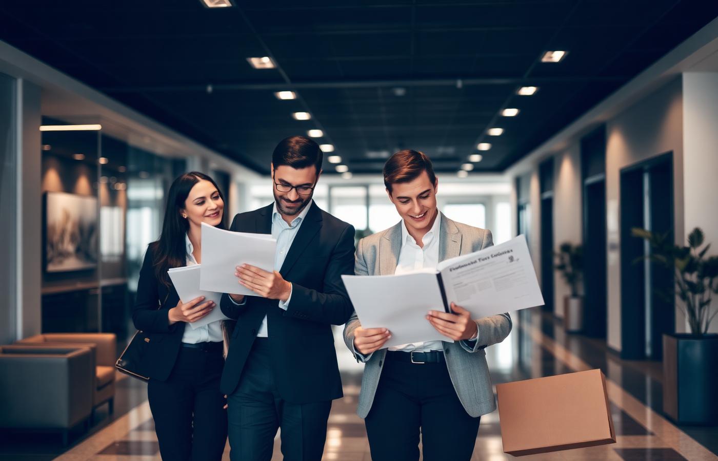 Corporate relocation team reviewing furnished housing options